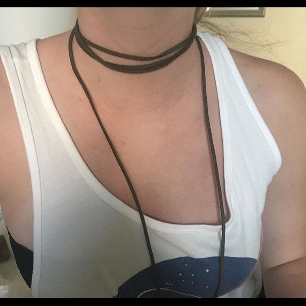 Green suede wrap necklace